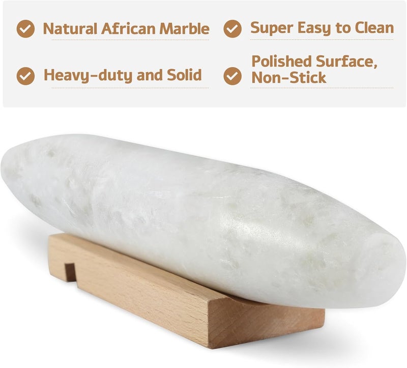 Koville African Natural Marble French Rolling Pin, 12inch Non-Stick Rolling Pin for Baking, Dough Roller for Pasta, Dumpling, Fondant, Pie, Bread, Pizza, Kitchen Baking Tools(Namib Fantasy) - Image 5